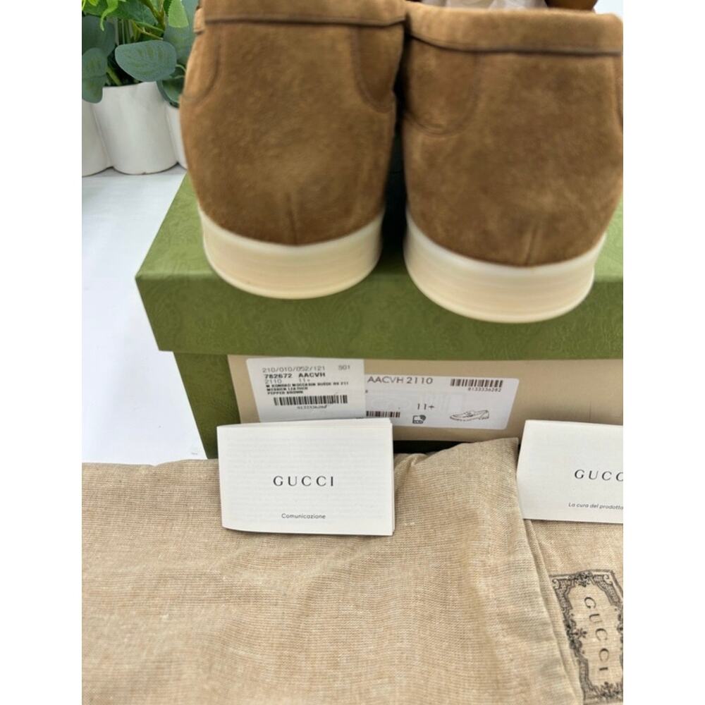 Men's Gucci tan suede horse bit loafers size 11.5 fits 12 US made in Italy - Picture 5 of 13